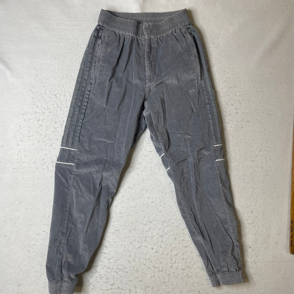 Adidas Blue Version‎ Track Pants Velvet Grey Elastic Waist Joggers Mens Size S